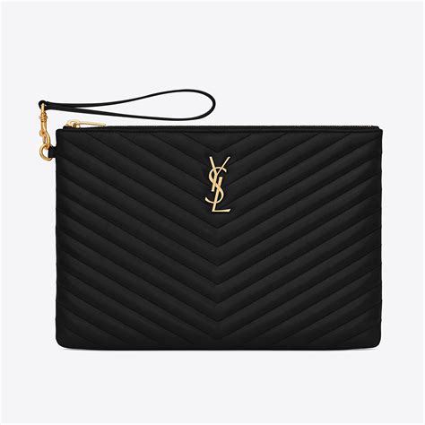 Saint Laurent Monogram Matelassé Leather Pouch 